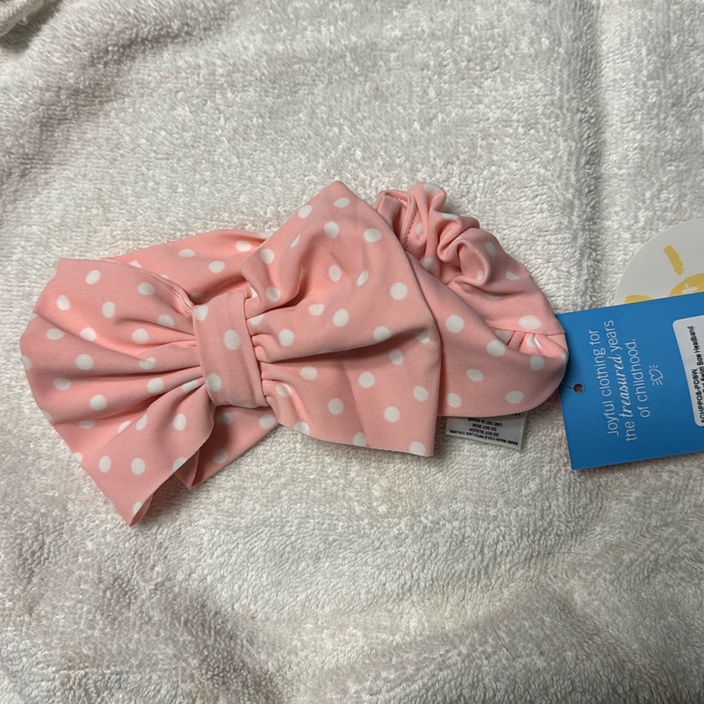 Rufflebutts NWT swim bow pink polka dot